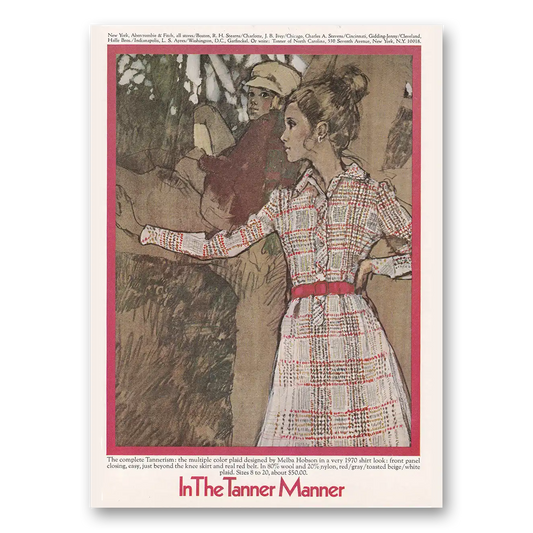 1970 Tanner Fashion Tannerism Multi Color Plaid Vintage Magazine Print Ad