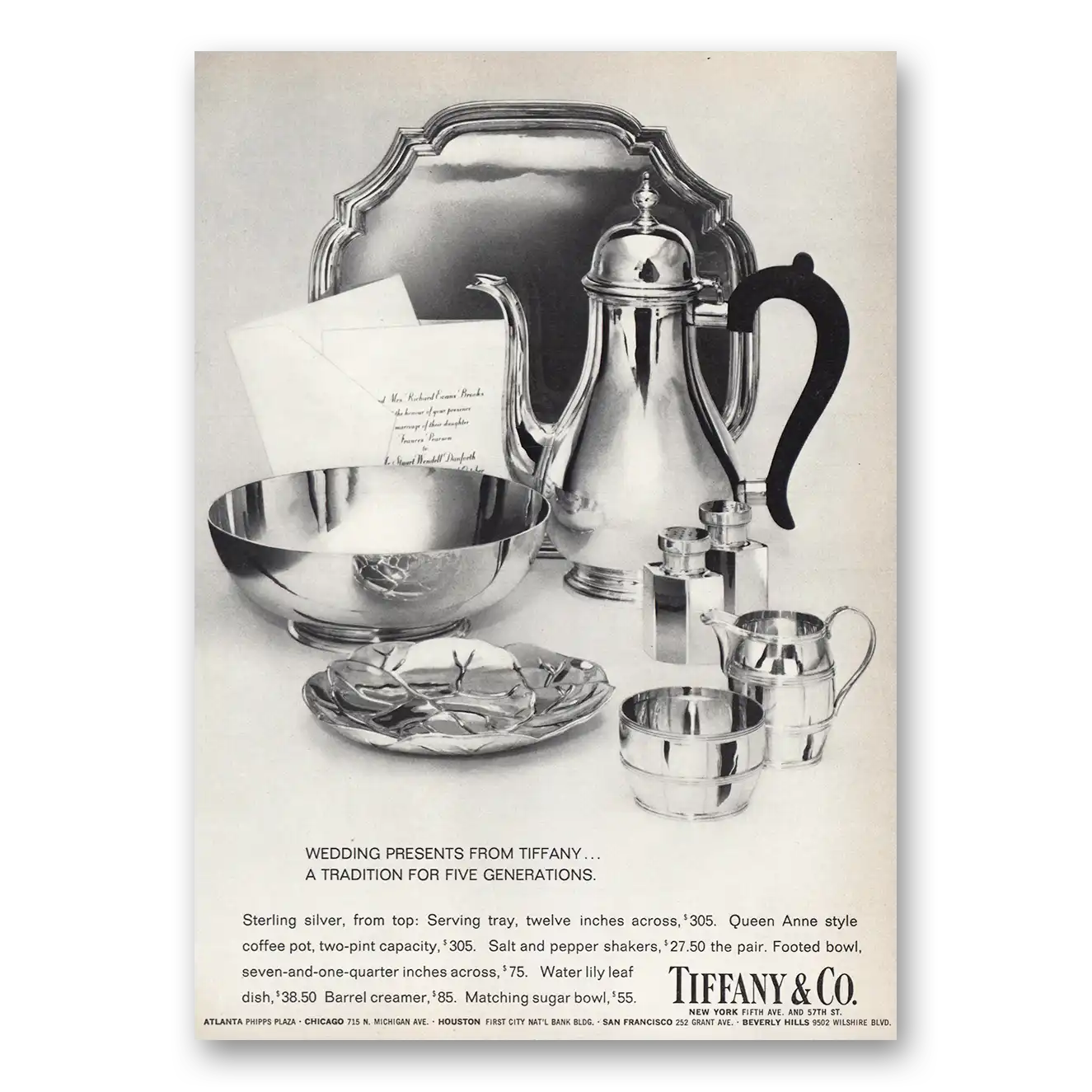 1970 Tiffany & Co Wedding Presents Vintage Magazine Print Ad