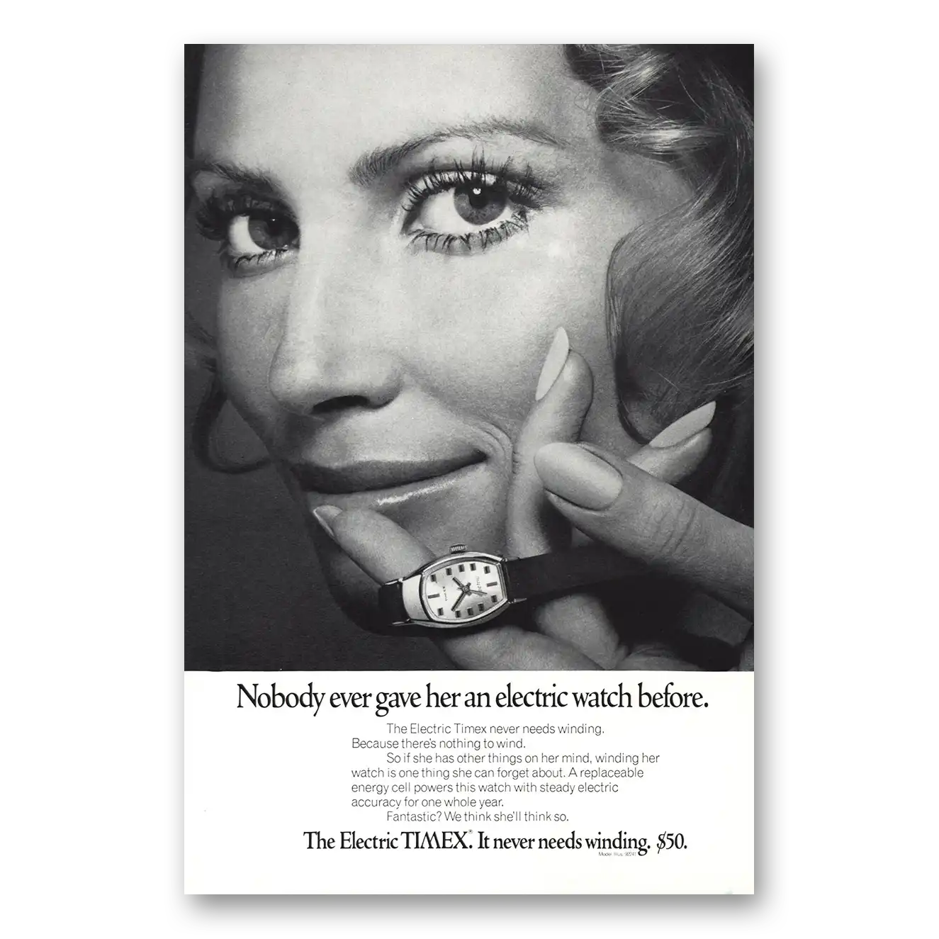 1970 Timex Watch Nobody Ever Gave Her an Electric Watch Vintage Magazine Print Ad