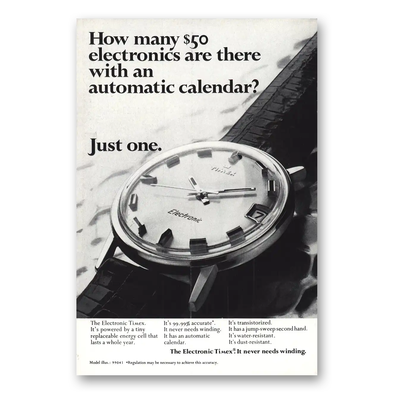 1970 Timex Watch Automatic Calendar Vintage Magazine Print Ad