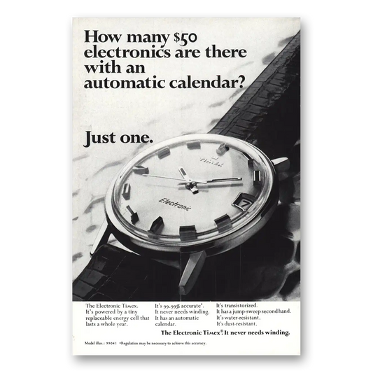 1970 Timex Watch Automatic Calendar Vintage Magazine Print Ad