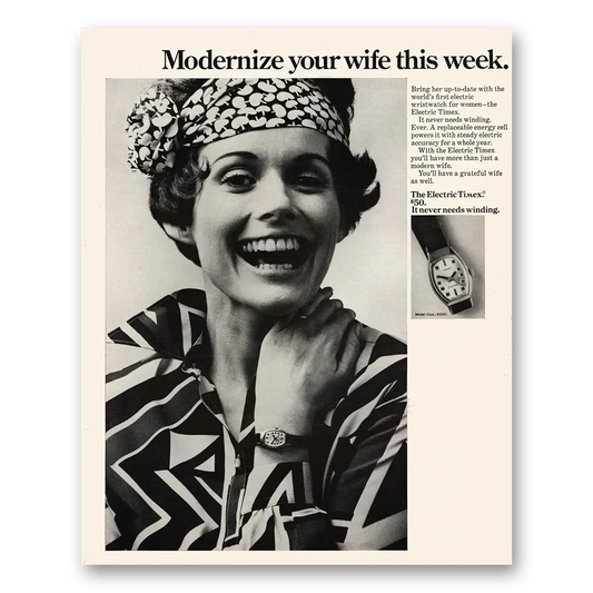 1970 Timex Watch Modernize Your Wife This Week Vintage Magazine Print Ad