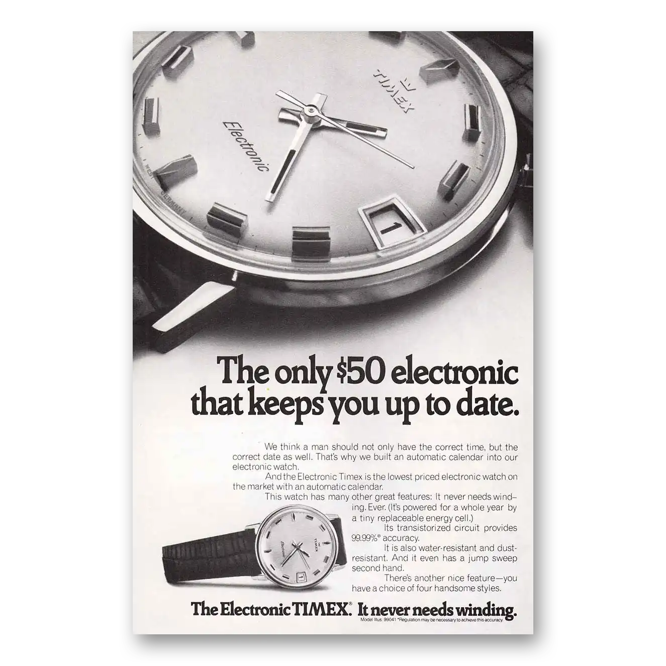 1970 Timex Watch Up To Date Vintage Magazine Print Ad