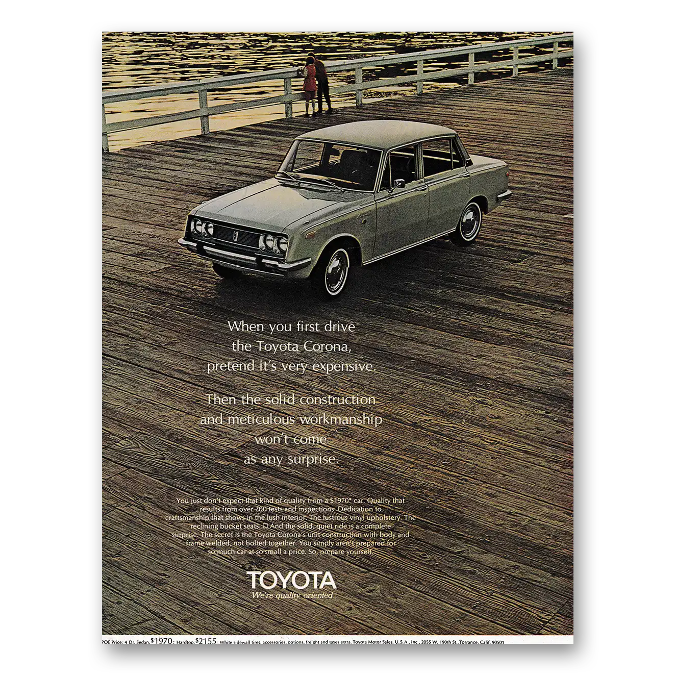 1970 Toyota Corona Pretend Its Very Expensive Vintage Magazine Print Ad