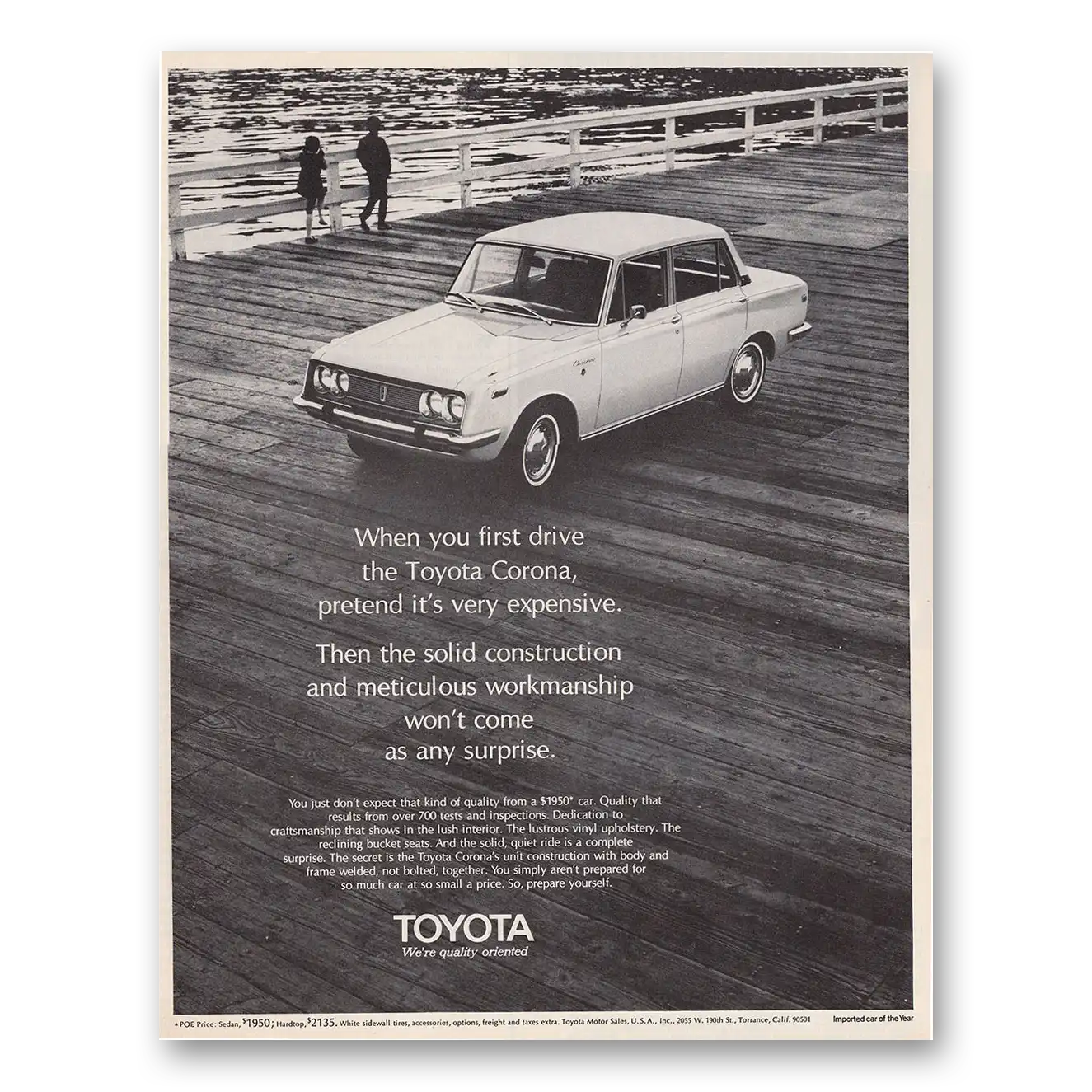 1970 Toyota Corona Pretend Its Very Expensive Vintage Magazine Print Ad