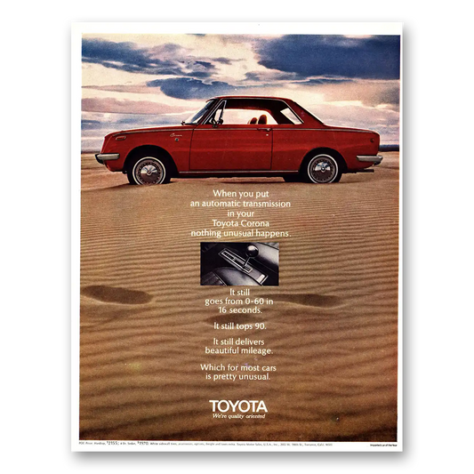 1970 Toyota Corona Automatic Transmission Vintage Magazine Print Ad