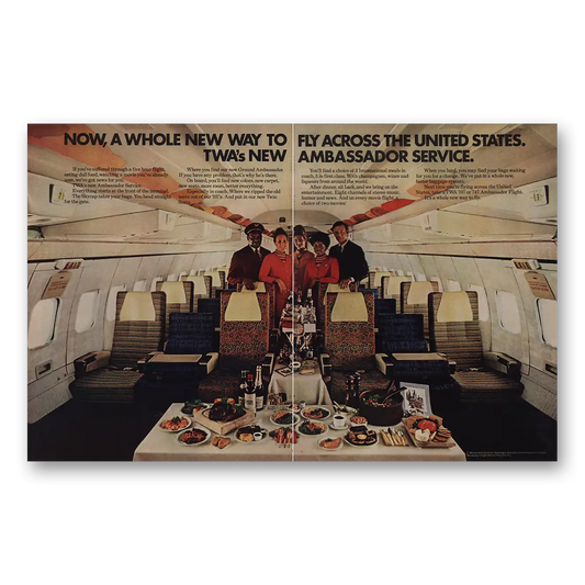 1970 TWA Airlines Fly Across United States Ambassador Service Vintage Magazine Print Ad