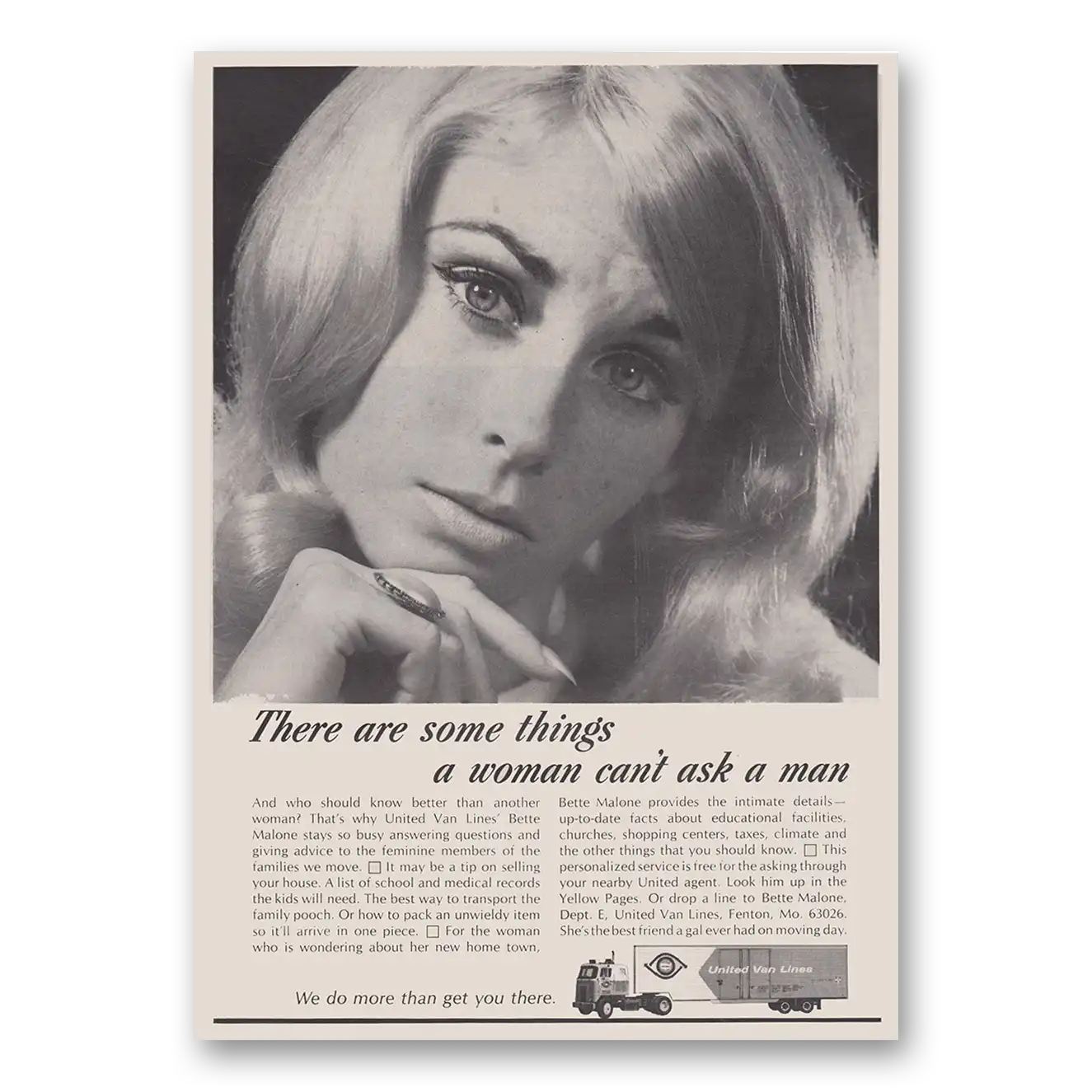 1970 United Van Lines There Are Some Things a Woman Cant Ask a Man Vintage Magazine Print Ad