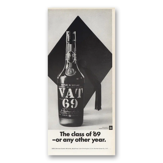 1970 VAT69 Class of 69 Vintage Magazine Print Ad