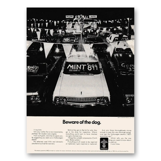 1970 Volkswagen Beware of the Dog Vintage Magazine Print Ad