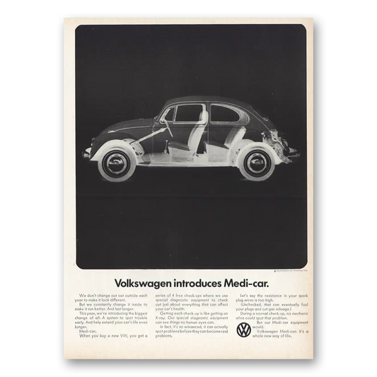 1969 Volkswagen Beetle Introduces Medi Car Vintage Magazine Print Ad