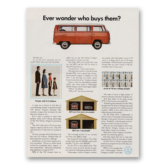 1970 Volkswagen Station Wagon Ever Wonder Who Buys Them Vintage Magazine Print Ad