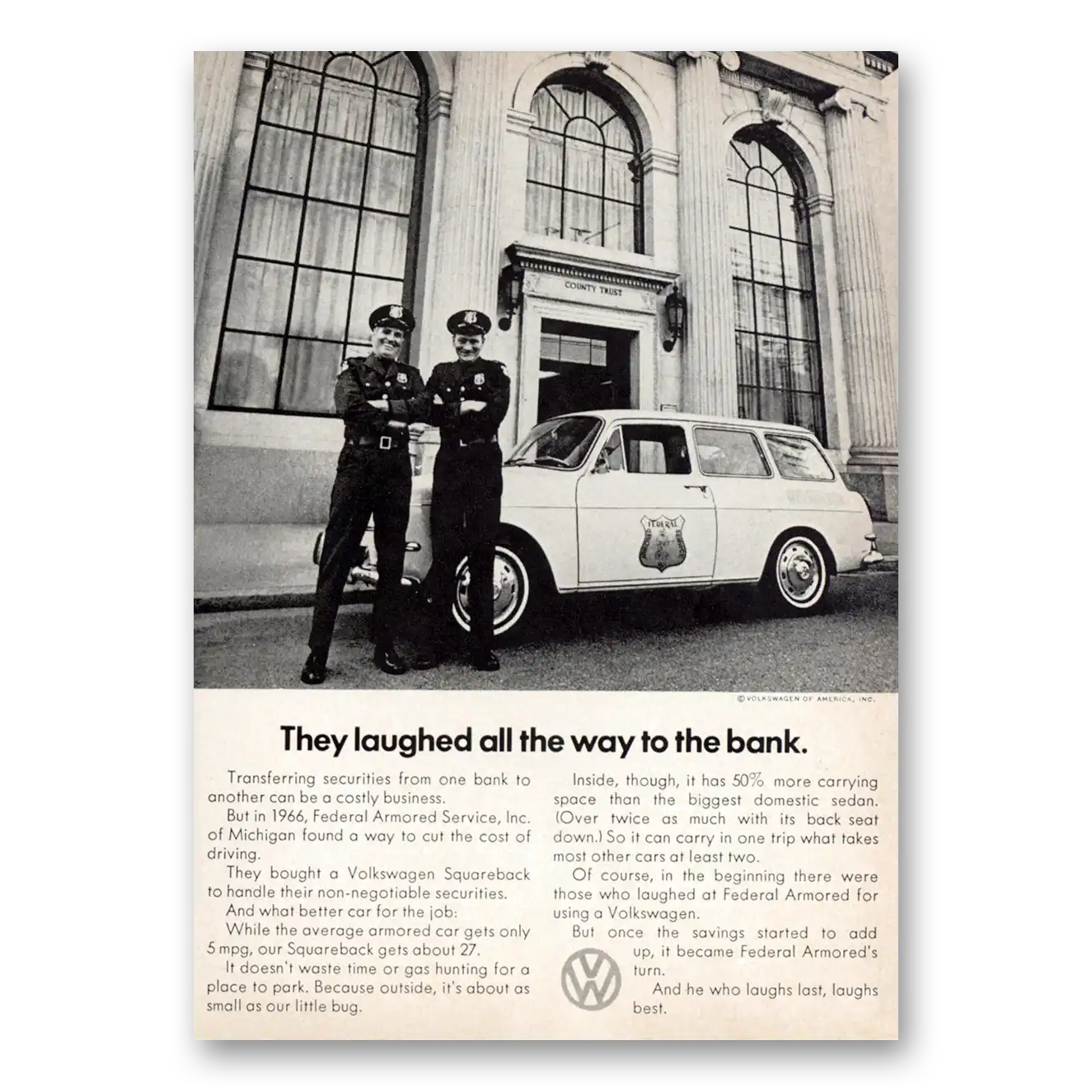 1970 Volkswagen Squareback Sedan They Laughed All the Way to the Bank Vintage Magazine Print Ad