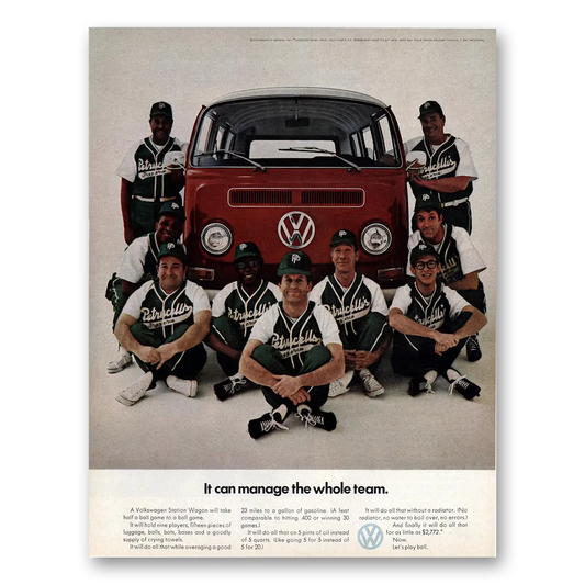 1970 Volkswagen Station Wagon Manage the Whole Team Vintage Magazine Print Ad