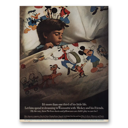 1970 Wamsutta Sheets Mickey and His Friends Disney Vintage Magazine Print Ad