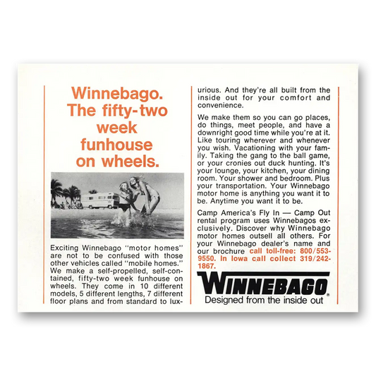 1970 Winnebago Motor Home Funhouse on Wheels Vintage Magazine Print Ad