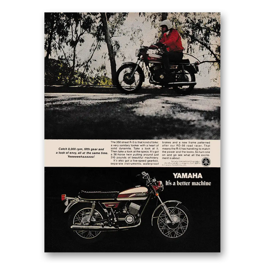 1970 Yamaha Motorcycles Catch 8000 RPM Fifth Gear Vintage Magazine Print Ad