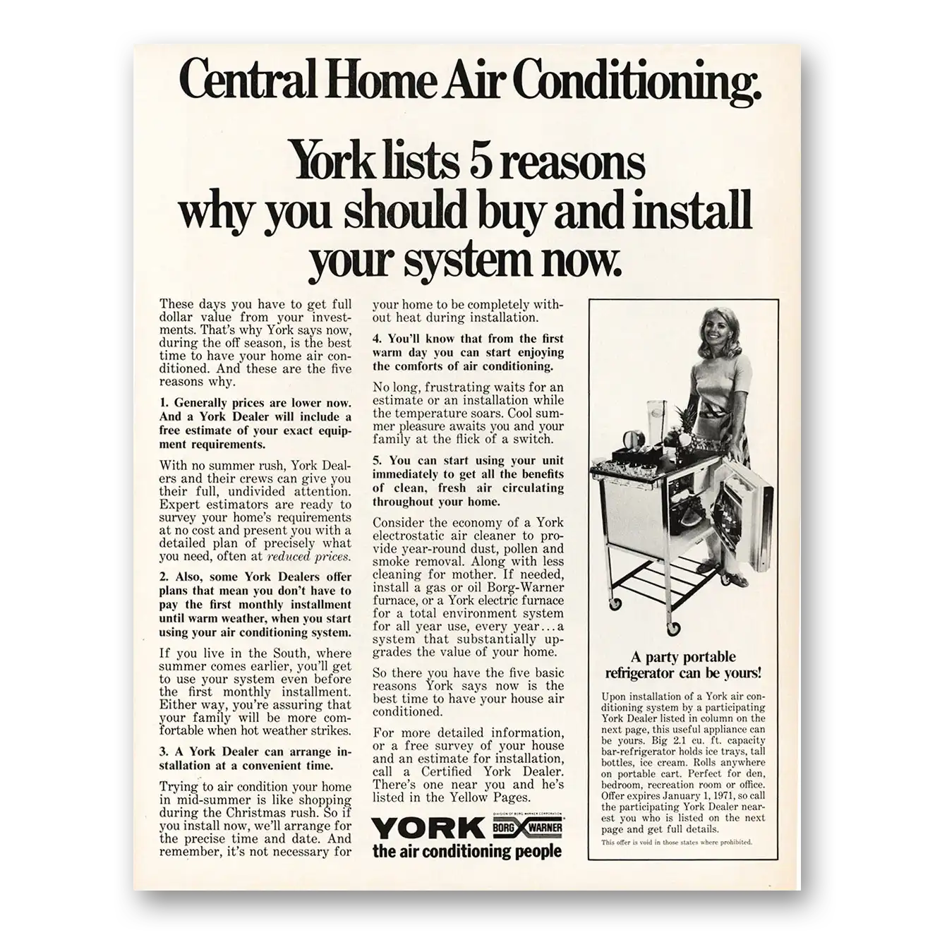 1970 York Air Conditioning Reasons Why You Should Buy Vintage Magazine Print Ad