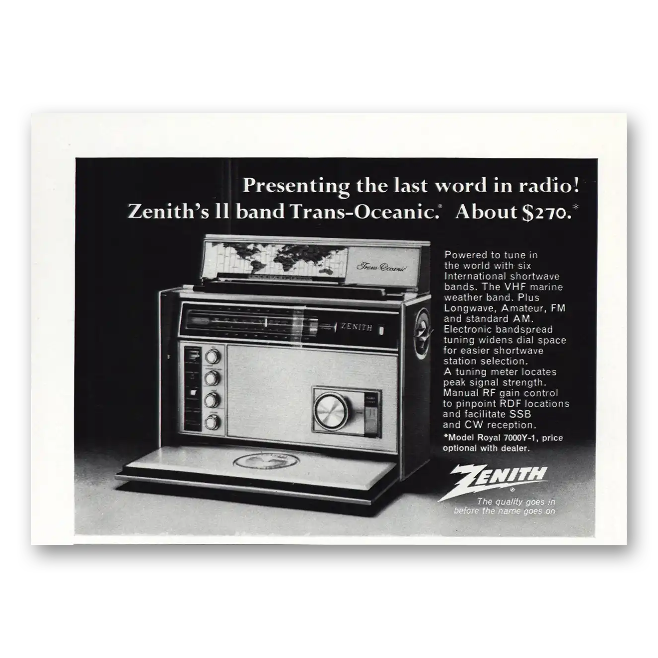 1970 Zenith Radio Last Word in Radio Vintage Magazine Print Ad