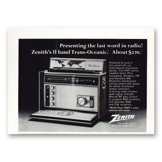 1970 Zenith Radio Last Word in Radio Vintage Magazine Print Ad