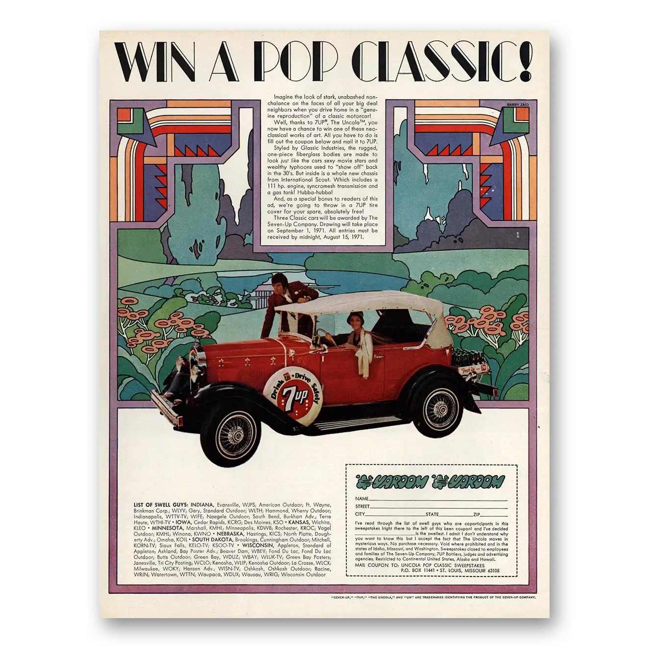 1971 7Up Win A Pop Classic Vintage Magazine Print Ad