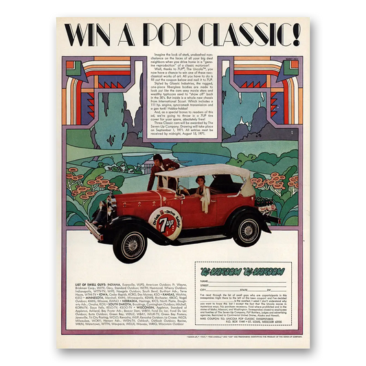 1971 7Up Win A Pop Classic Vintage Magazine Print Ad