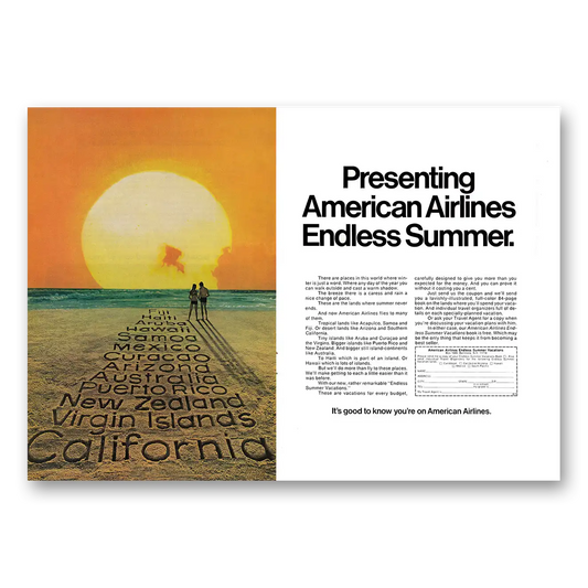 1971 American Airlines Endless Summer There Are Places Vintage Magazine Print Ad