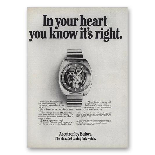 1971 Accutron Watch Your Heart You Know Its Right Vintage Magazine Print Ad