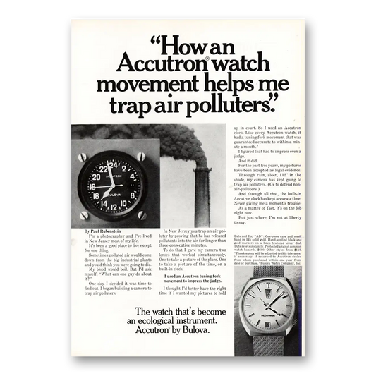 1971 Accutron Watch Helps Me Trap Air Polluters Vintage Magazine Print Ad