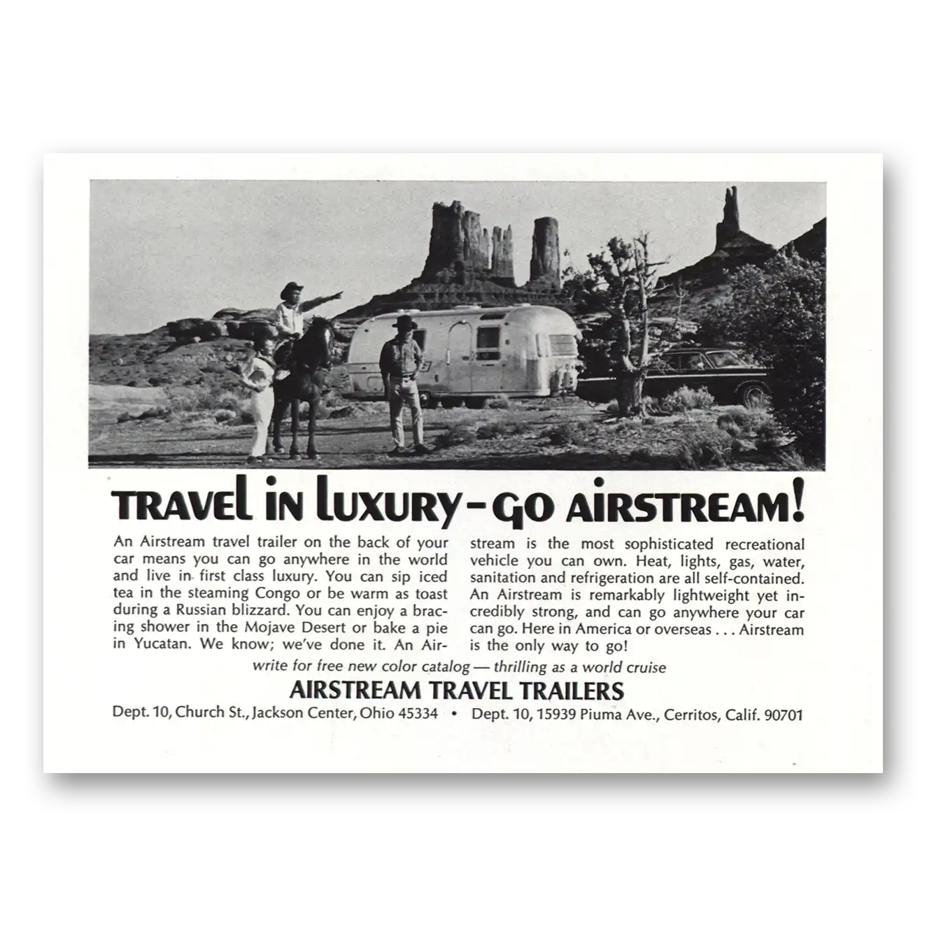 1971 Airstream Trailers Travel in Luxury Desert Vintage Magazine Print Ad