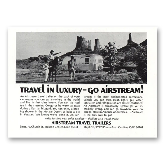 1971 Airstream Trailers Travel in Luxury Desert Vintage Magazine Print Ad