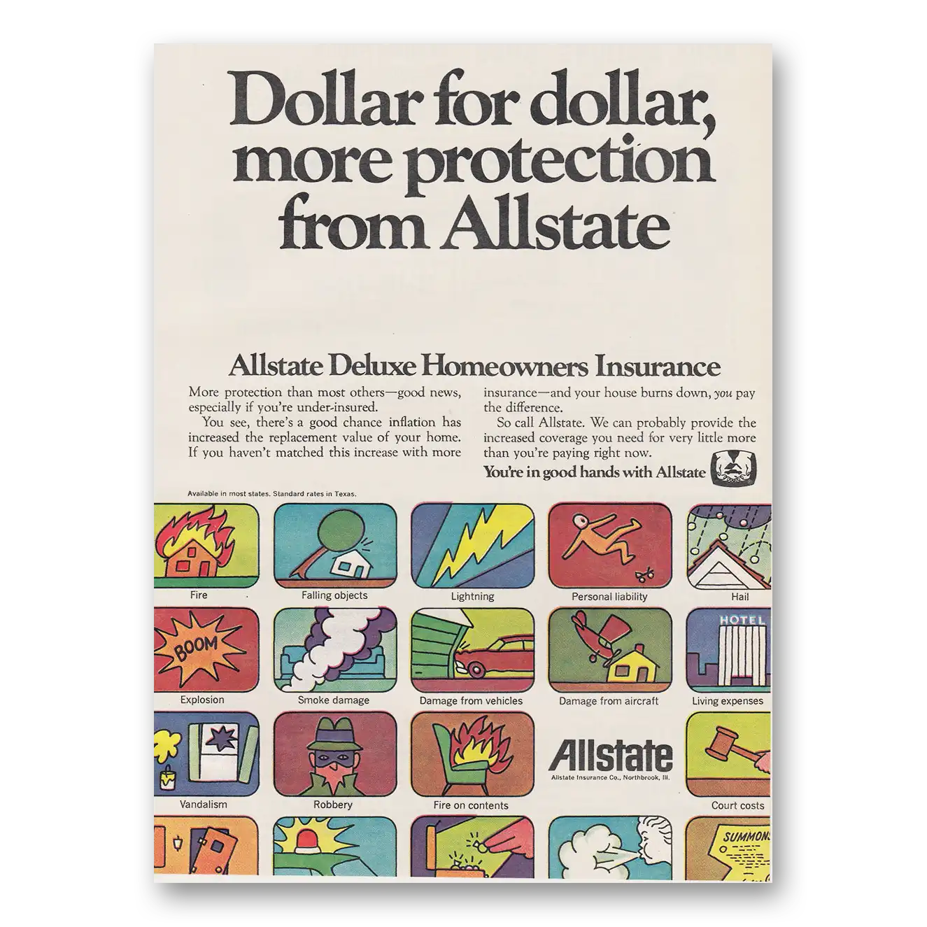 1971 Allstate Insurance Dollar for Dollar More Protection Vintage Magazine Print Ad