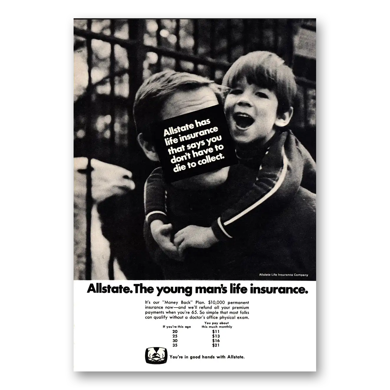 1971 Allstate Insurance You Don't Have to Die to Collect Vintage Magazine Print Ad