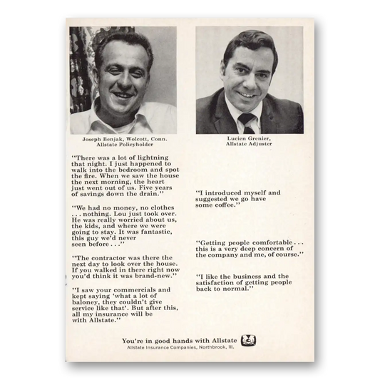 1971 Allstate Insurance Joseph Benjak and Lucien Grenier Vintage Magazine Print Ad