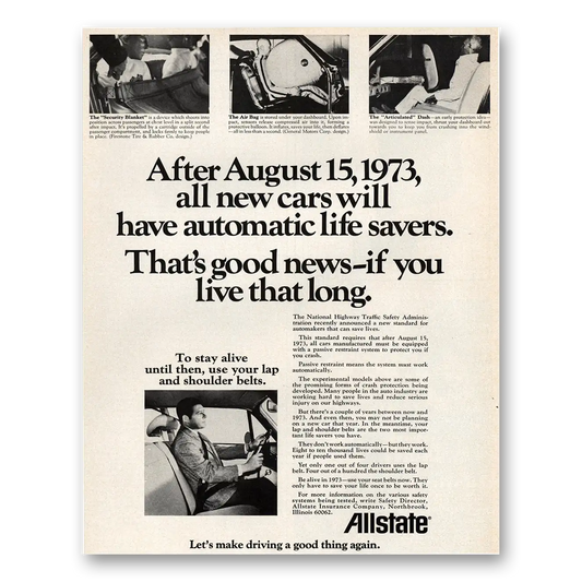 1971 Allstate Insurance August 15 Automatic Life Savers Vintage Magazine Print Ad