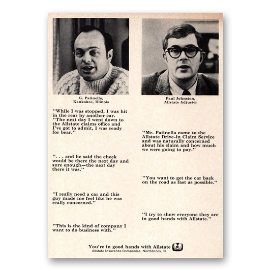 1971 Allstate Insurance G Patinella and Paul Johnston Vintage Magazine Print Ad