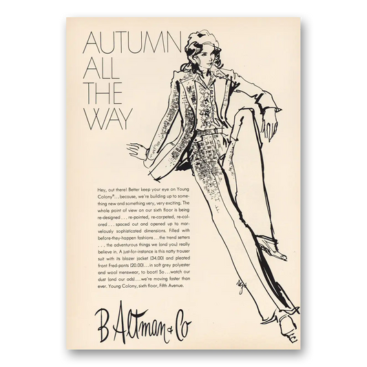 1971 B Altman Autumn All the Way Vintage Magazine Print Ad