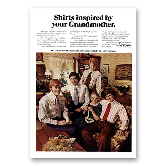 1971 Arrow Shirts Inspired By Your Grandmother Vintage Magazine Print Ad