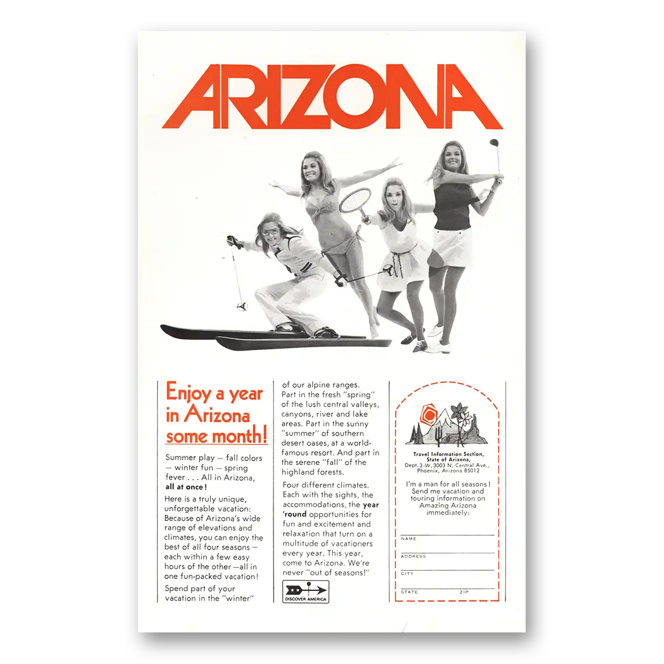 1971 Arizona Enjoy a Year in Some Month Vintage Magazine Print Ad