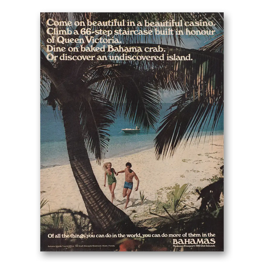 1971 Bahamas Come On Beautiful In a Beautiful Casino Vintage Magazine Print Ad