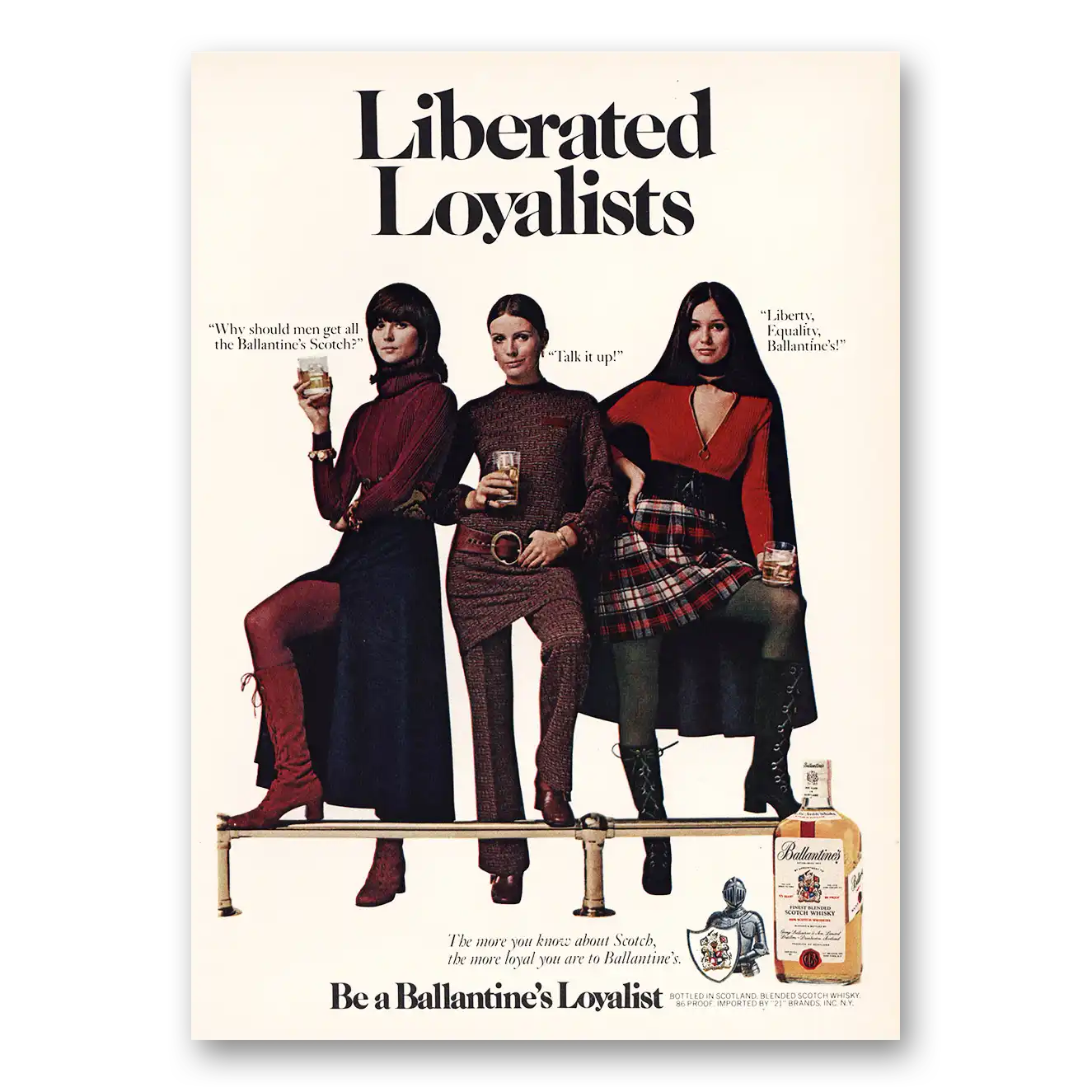 1971 Ballantines Ale Liberated Loyalists Vintage Magazine Print Ad