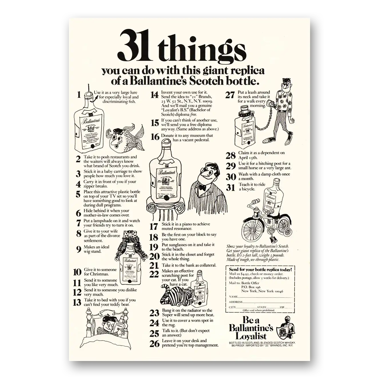 1971 Ballantines Ale Things You Can Do With This Giant Replica Vintage Magazine Print Ad