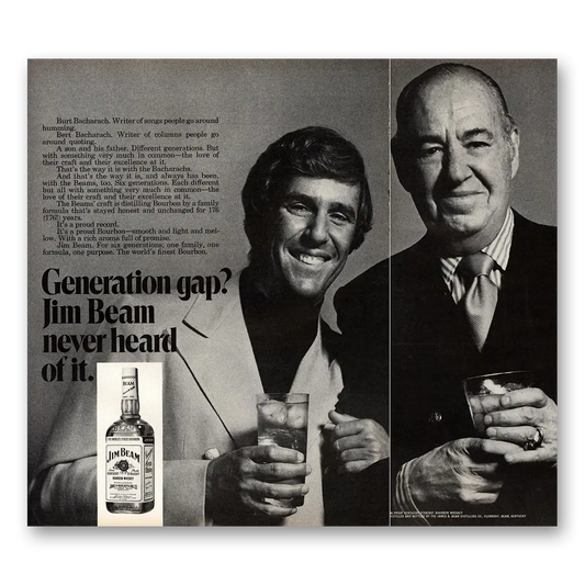 1971 Jim Beam Burt Bacharach and Father Vintage Magazine Print Ad