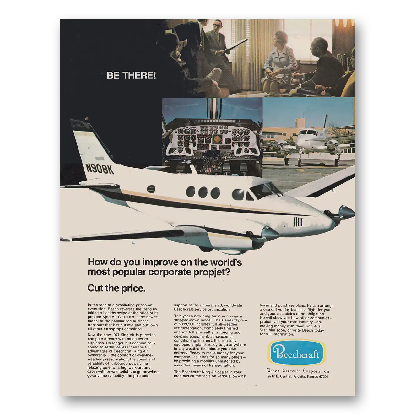 1971 Beechcraft King Air Most Popular Corporate Propjet Vintage Magazine Print Ad