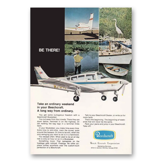 1971 Beechcraft Muskateer Be There Ordinary Weekend Vintage Magazine Print Ad