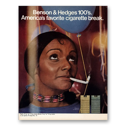 1971 Benson & Hedges Cigarettes Favorite Cigarette Break Vintage Magazine Print Ad