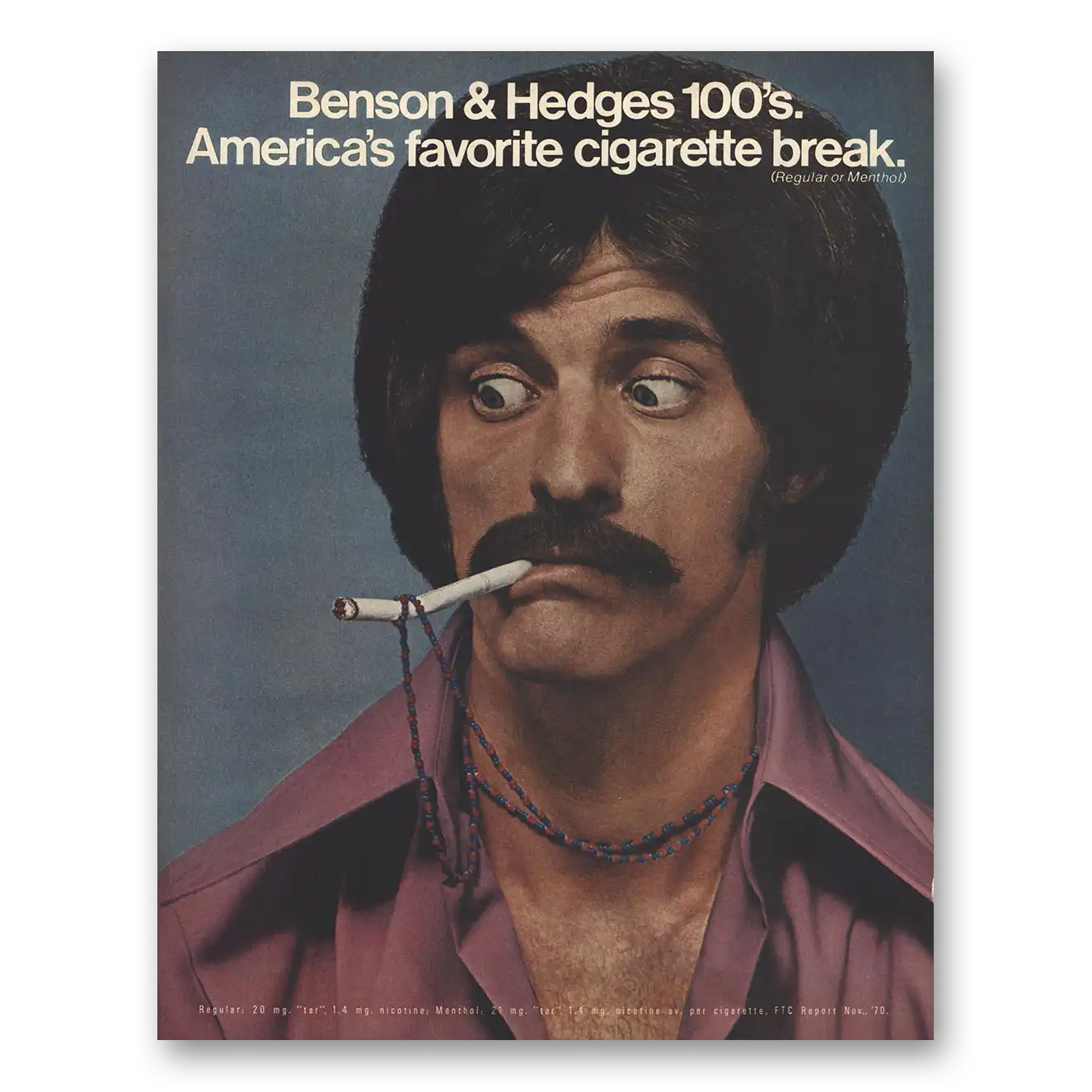 1971 Benson & Hedges Cigarettes Americas Favorite Cigarette Break Vintage Magazine Print Ad