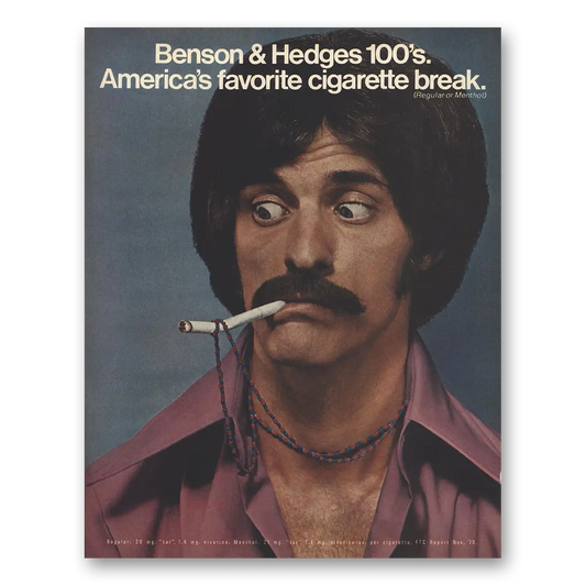 1971 Benson & Hedges Cigarettes Americas Favorite Cigarette Break Vintage Magazine Print Ad