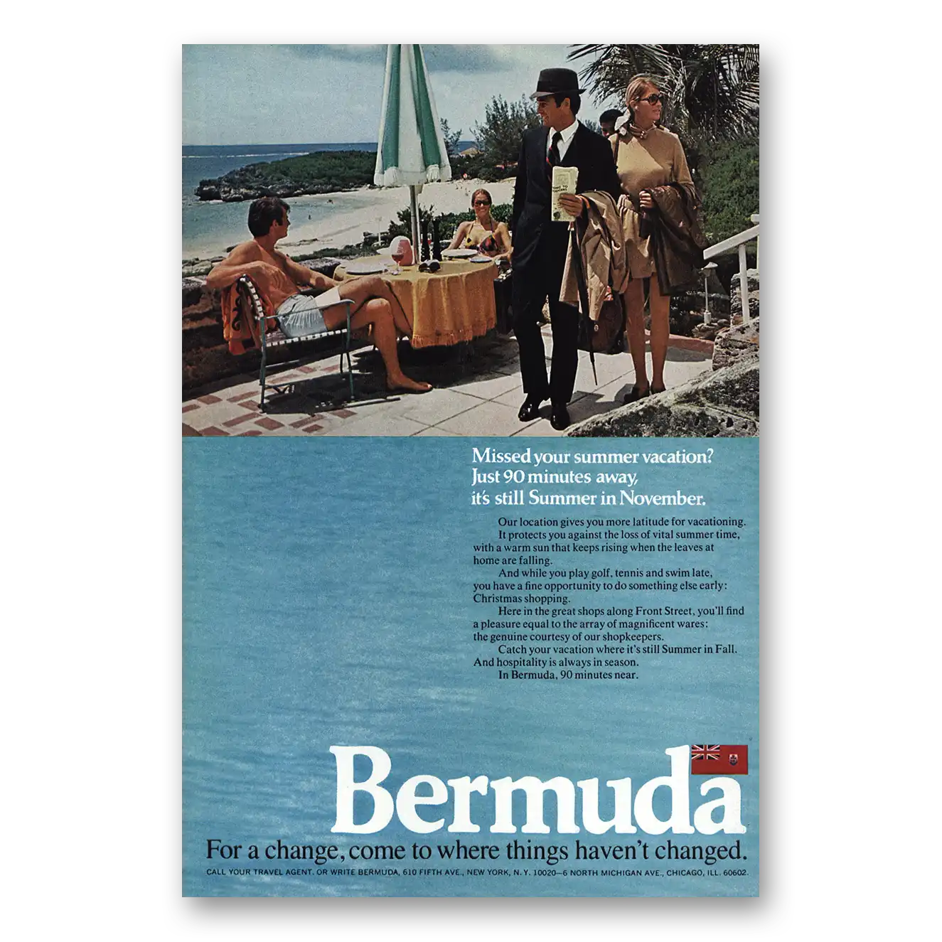 1971 Bermuda Missed Your Summer Vacation Vintage Magazine Print Ad