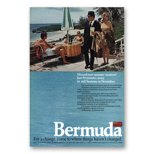 1971 Bermuda Missed Your Summer Vacation Vintage Magazine Print Ad